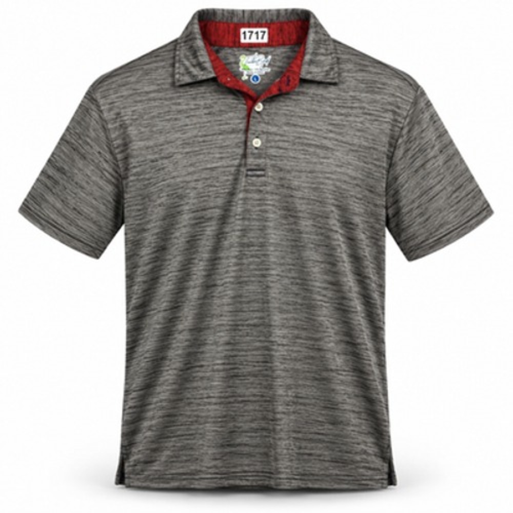 TailorByrd Men's Large Gray Space Dye Stretch Performance Golf Polo Red Trim